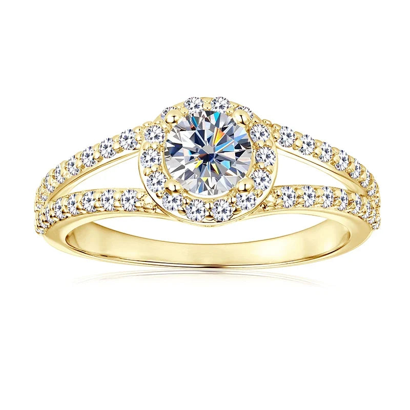 Free Shipping Wholesale Ring 14K Gold Filled Fashion Zircon Fork Ring Women Luxury Engagement Jewelry Ring Accessories Gifts