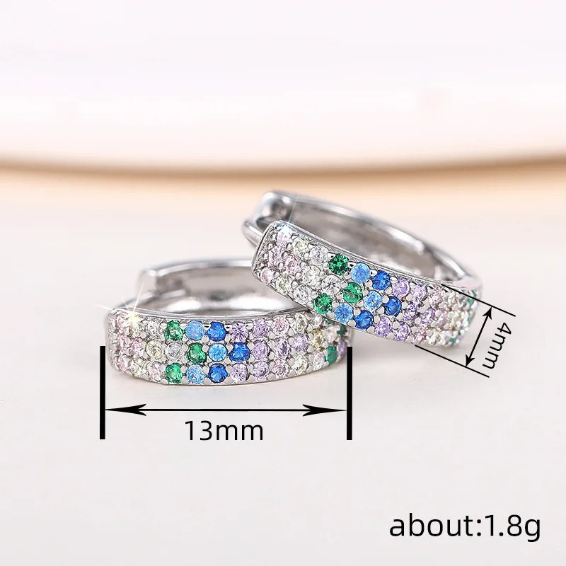 Trendy White Silver Plated Zinc Alloy Huggie Earrings with Crystal Rhinestone Inlay for Women Party Jewelry Fashion Accessories
