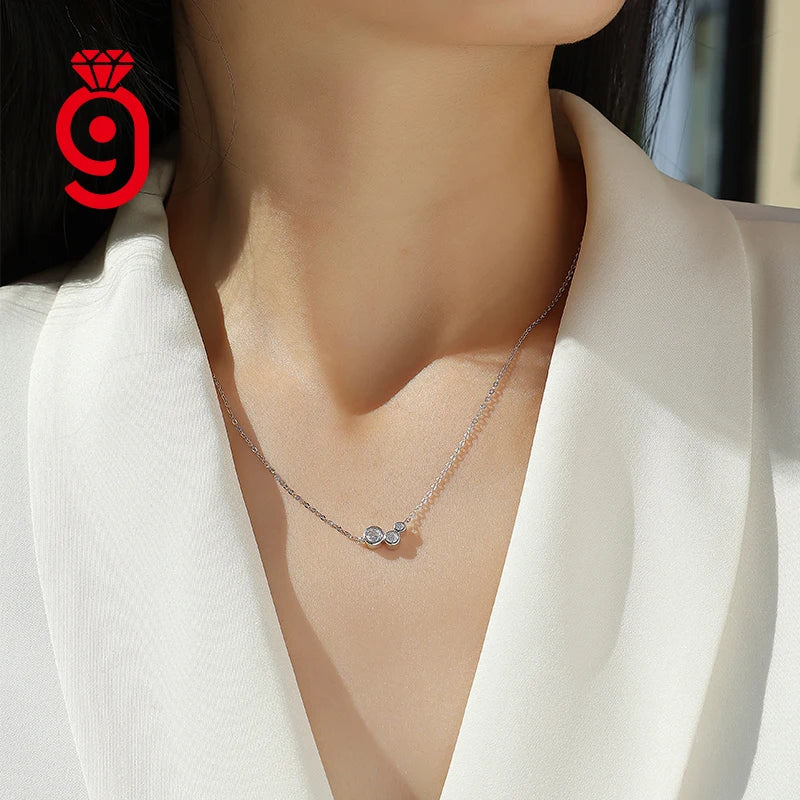 Local Stock Fashion Fine Jewelry-Smiling Moissanite Diamond Sterling Silver Necklace Gold Plating Accessories Women Necklace