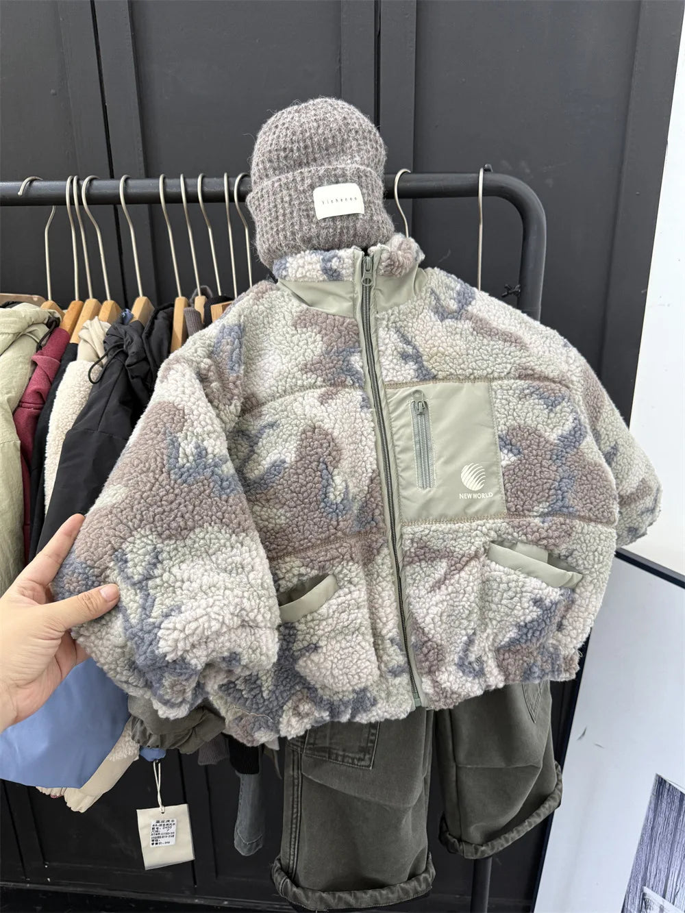 Wholesale New Girls Boys Coat Cardigan Children Long Sleeve Camouflage Zipper Outwear for Winter