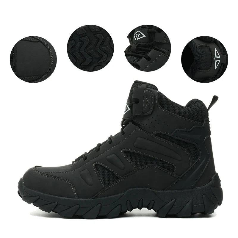 Men's Steel Toe Safety Shoes, Microfiber Upper Rubber Sole, Anti-slip Wear-resistant Breathable Working Shoes for Men