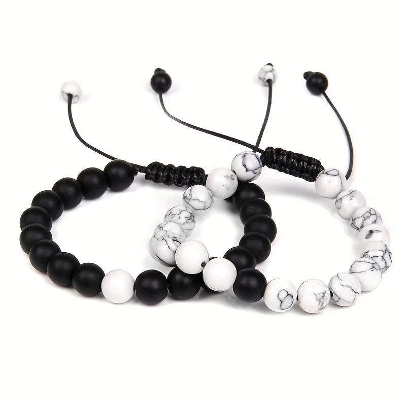 2 Pieces Couple Retro Fashionable Adjustable Beaded Jewelry Accessories for Men, Retro Style