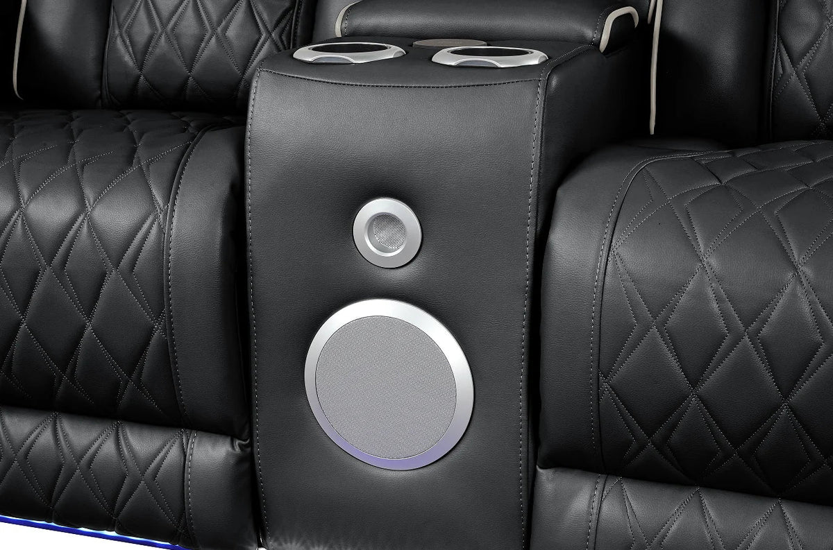 Modern Style Upholstery Recliner 2PC Livingroom Made with Wood & Massage Function Included-Black