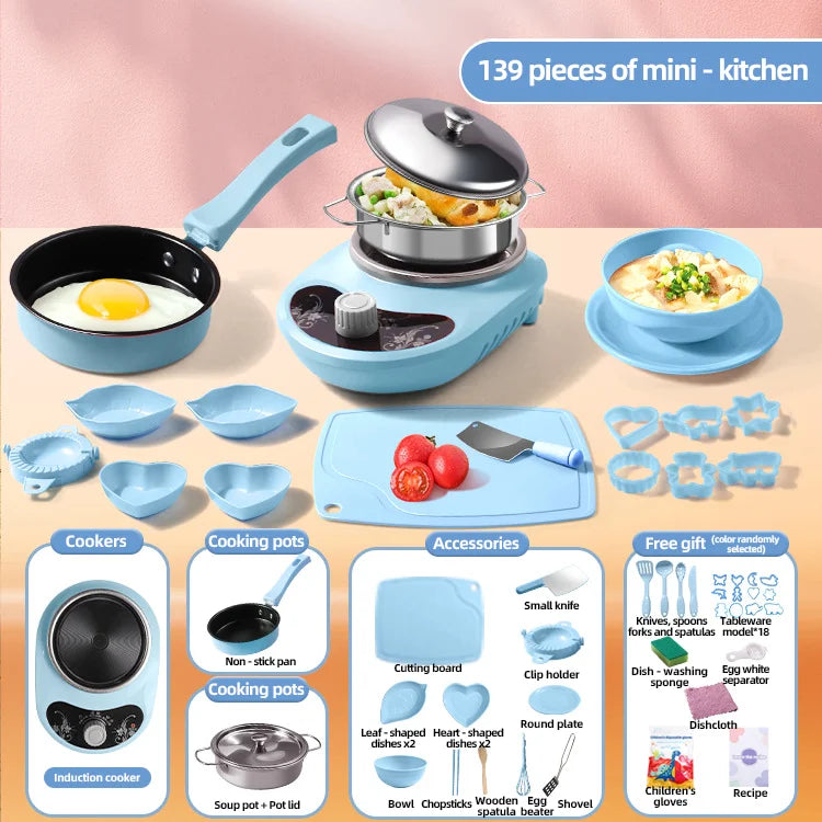 Children Cook Role Play Play House Toy Mini Real Potable Kitchen Appliance Kitchen Toy Set Play Toy Gifts for Children
