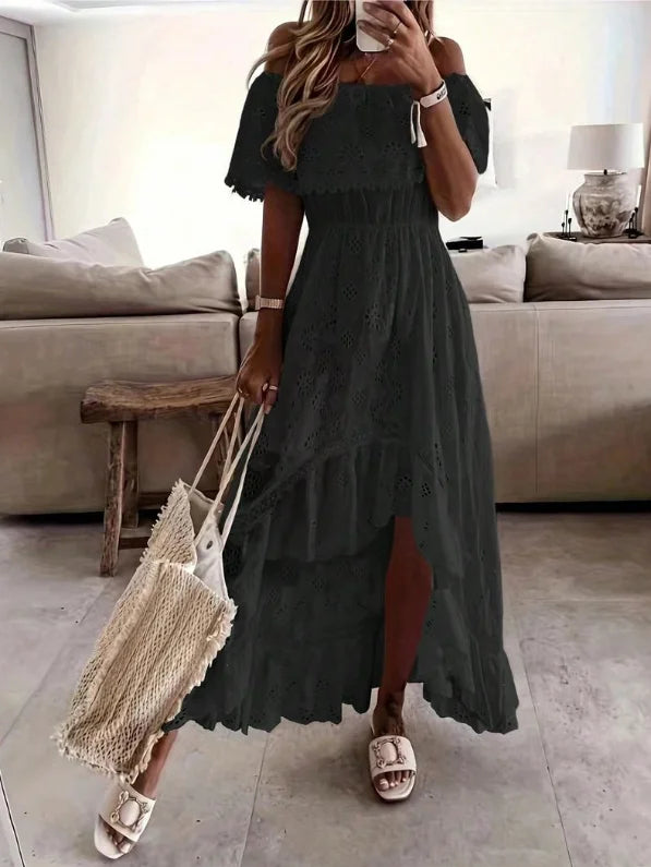 Summer Lace Dress for Women Trendy Casual Beach Cover-ups Outfits Elegant Long Maxi Dresses