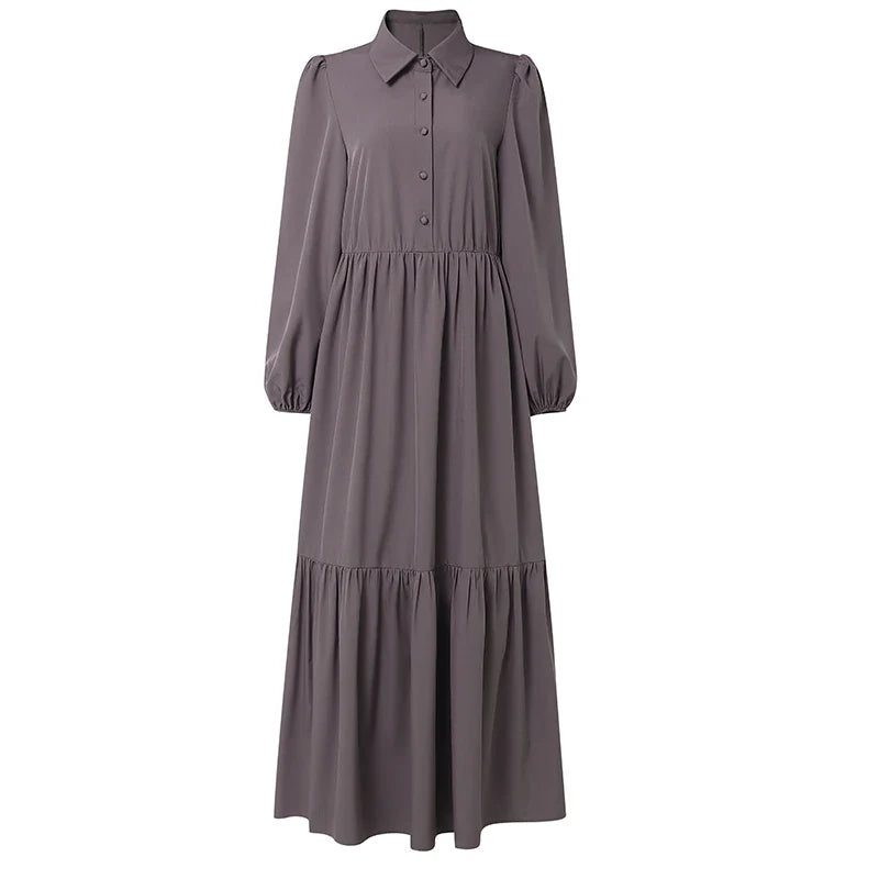 2026 ZANZEA Muslim Hijab Dresses Abaya Women Elegant Long Sleeve Pleated Sundress Solid Belted Party Robe Kaftan Dubai Vestidos