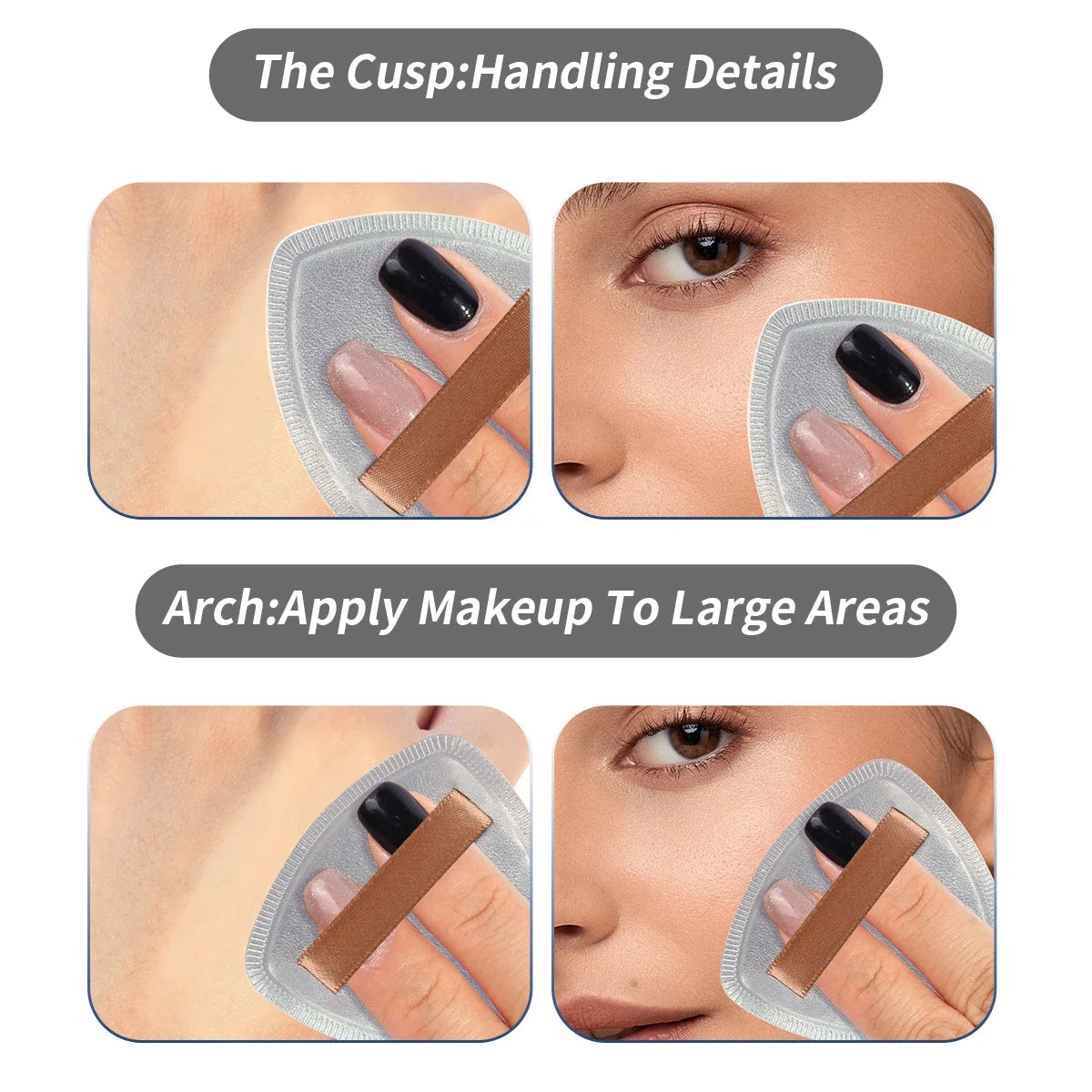 MAANGE 4pcs Foundation Makeup Brushes with 2pcs Air Cushion Puffs Concealer Contour Sculpting Kabuki Makeup Brushes for Travel