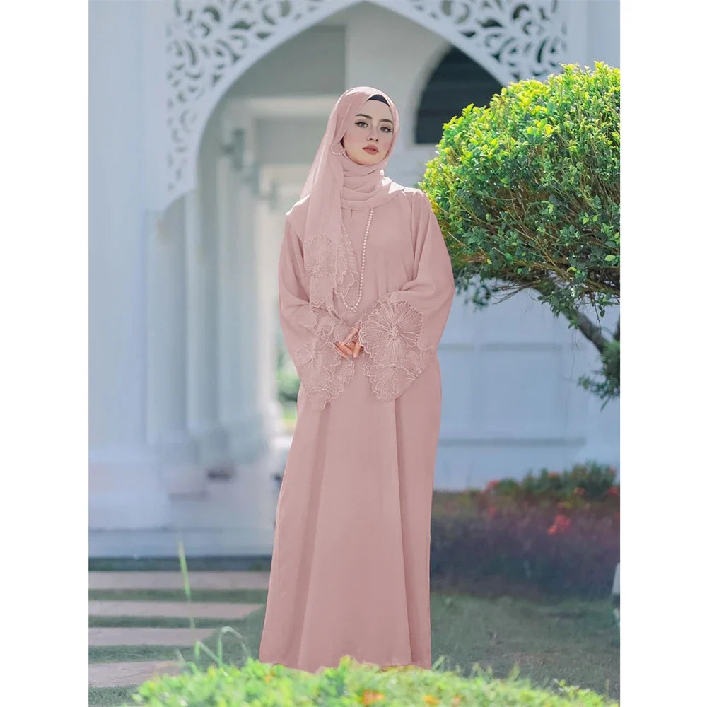 Malaysia Abaya Muslim Women Lace Embroidery Long Maxi Dress Hijab Turkish Kaftan Arab Eid Party Islamic Dubai Jalabiya Vestidos