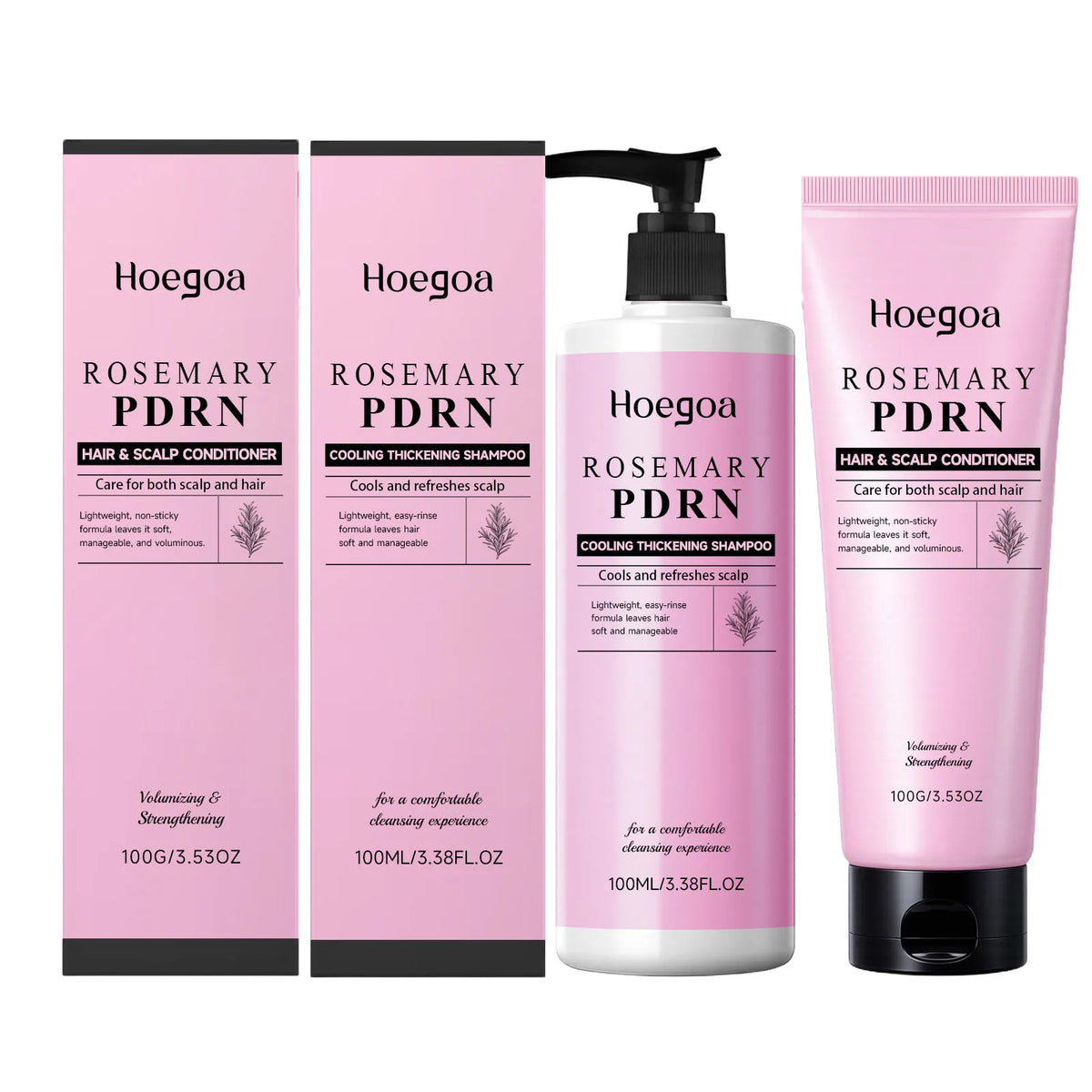 HOEGOA Rosemary Shampoo Conditioner Cleans Scalp Refreshing Oil Controlling Thickening Volumizing Hair Repairs Dry Hair Care Kit