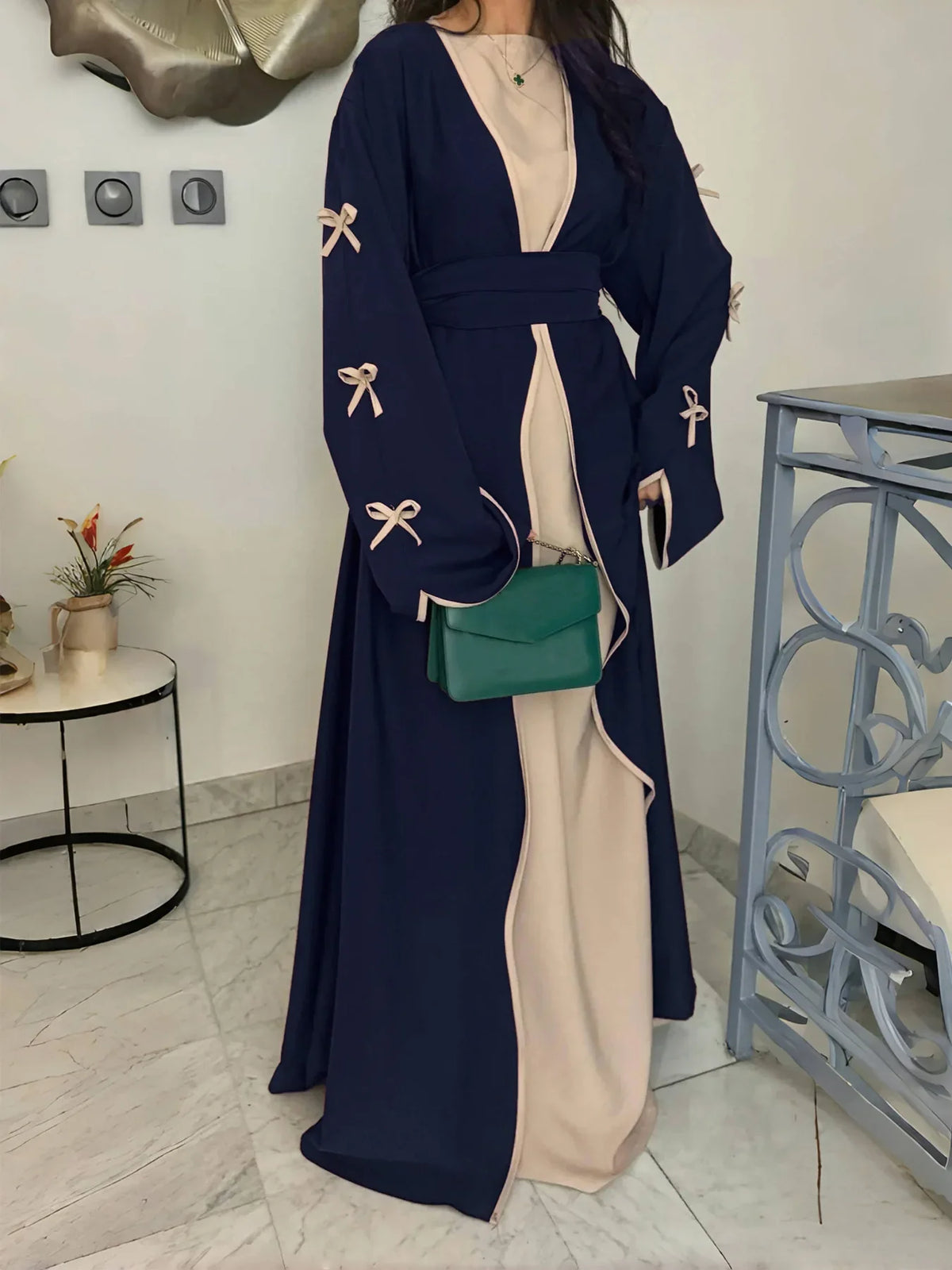 Muslim Abaya Women Dress Dubai Women Dress Bow Caftan Lace-up Floral Dresses Islamic Pakistan Moroccan Kaftan 2026 Robe