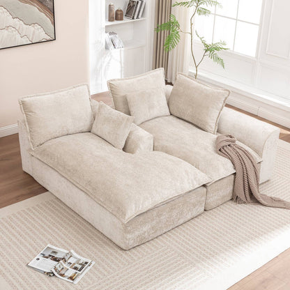 Wholesale Ivory Chenille L‑Shaped Modular Sectional Compressed Sofa