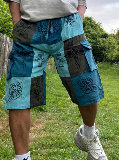 Wholesale Handmade Patchwork Cotton Cargo Shorts
