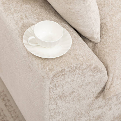 Wholesale Ivory Chenille L‑Shaped Modular Sectional Compressed Sofa
