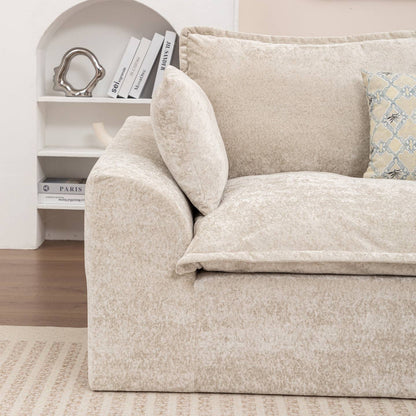Wholesale Ivory Chenille L‑Shaped Modular Sectional Compressed Sofa