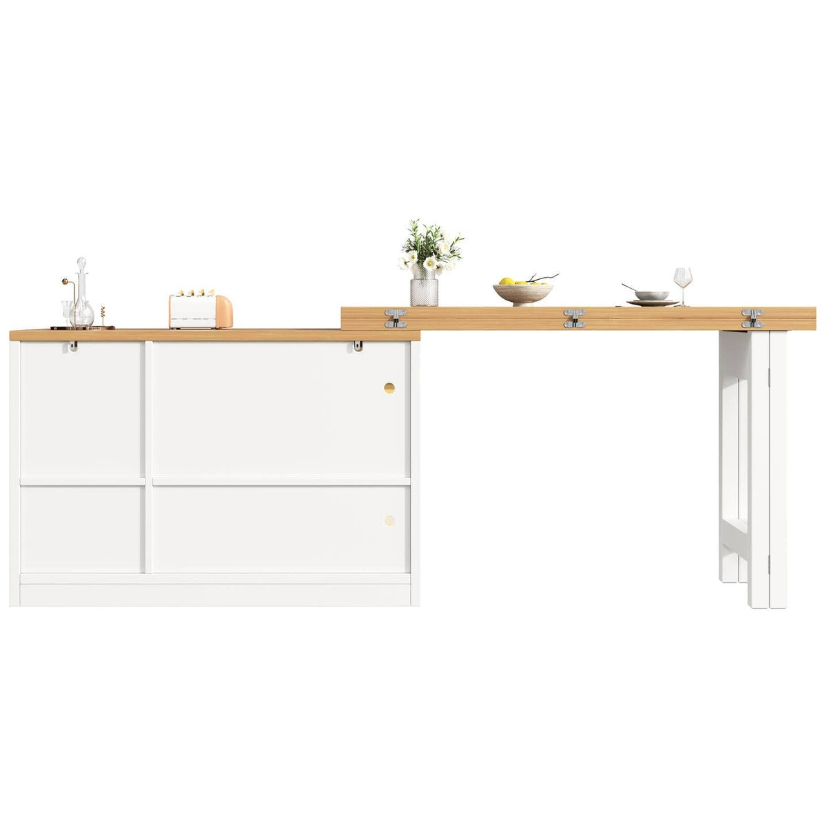 Wholesale Extendable kitchen island with rotatable table, LED lights and storage ARMOIRESTYLE