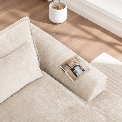 Wholesale Ivory Chenille L‑Shaped Modular Sectional Compressed Sofa