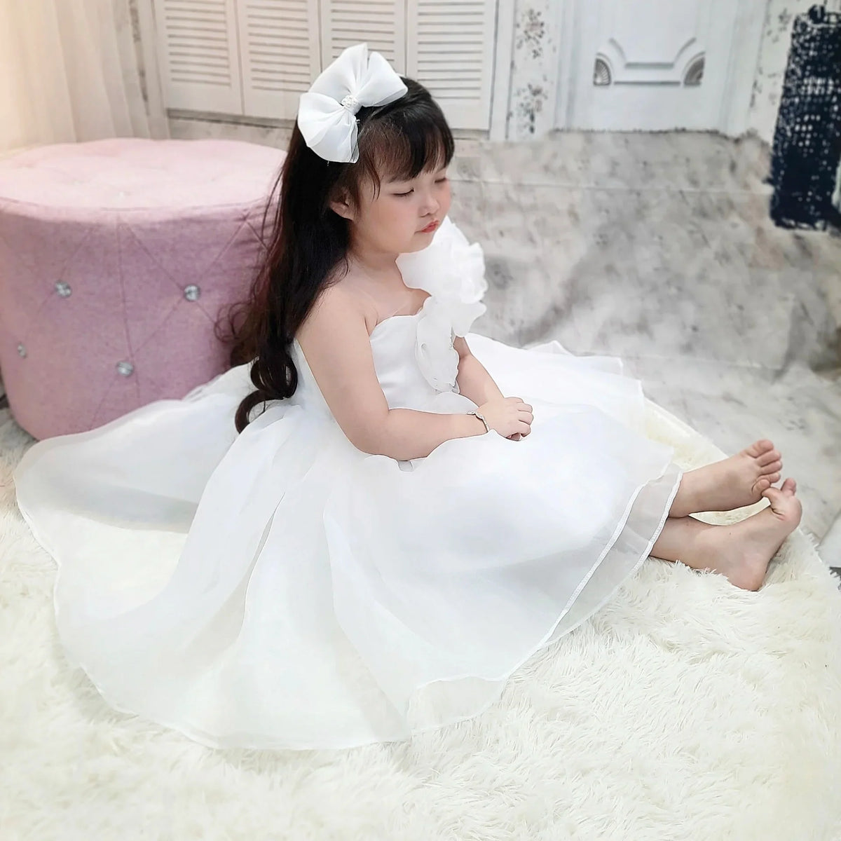 Princess Dress for Baby Girls Floral Beaded Chiffon Dress with Competitive Price Made in Vietnam OEM ODM for Children