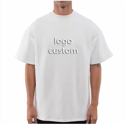Blank Drop Shoulder Rib O-neck Oversized T-shirt for Men Men's Heavy Cotton t Shirt High Quality Custom LOGO Desgin