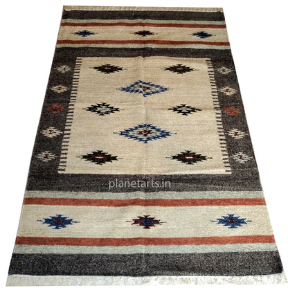 Luxury Handwoven Chenille Area Rug Reversible Flat Weave Carpet Non Slip Washable Rug for Living Room Bedroom Prayer Room Decor