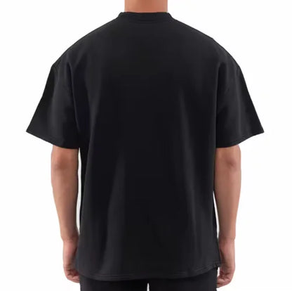 Blank Drop Shoulder Rib O-neck Oversized T-shirt for Men Men's Heavy Cotton t Shirt High Quality Custom LOGO Desgin