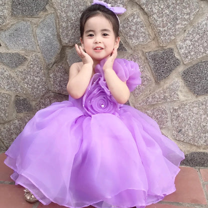 Princess Dress for Baby Girls Floral Beaded Chiffon Dress with Competitive Price Made in Vietnam OEM ODM for Children
