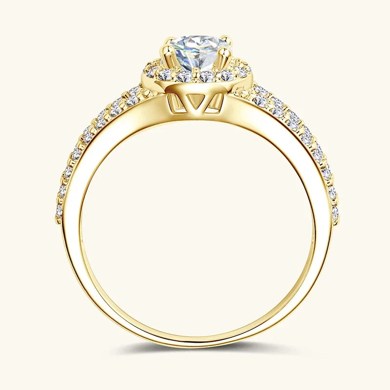 Free Shipping Wholesale Ring 14K Gold Filled Fashion Zircon Fork Ring Women Luxury Engagement Jewelry Ring Accessories Gifts