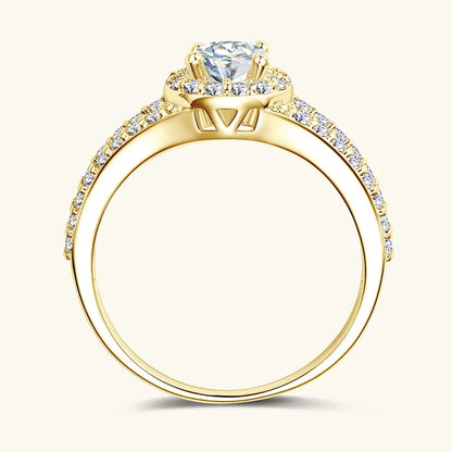 Free Shipping Wholesale Ring 14K Gold Filled Fashion Zircon Fork Ring Women Luxury Engagement Jewelry Ring Accessories Gifts