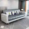 Modern Dual-Use Fabric Latex Sofa Bed Small House Foldable Three-Person Living Room Furniture for Simple Modern House