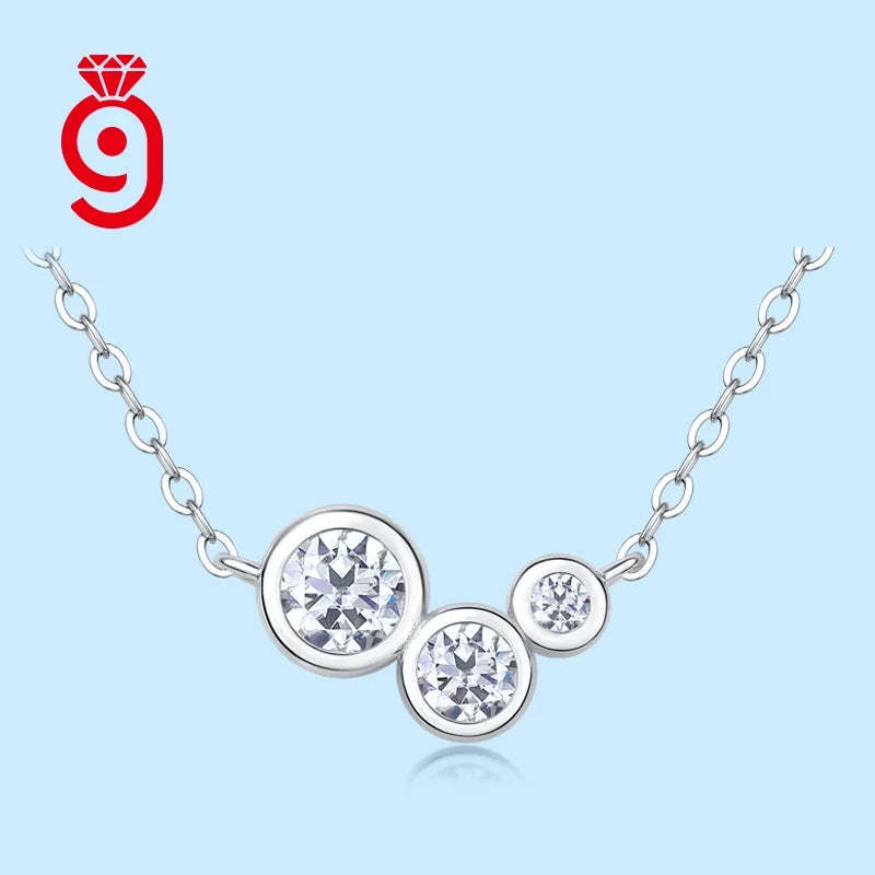 Local Stock Fashion Fine Jewelry-Smiling Moissanite Diamond Sterling Silver Necklace Gold Plating Accessories Women Necklace