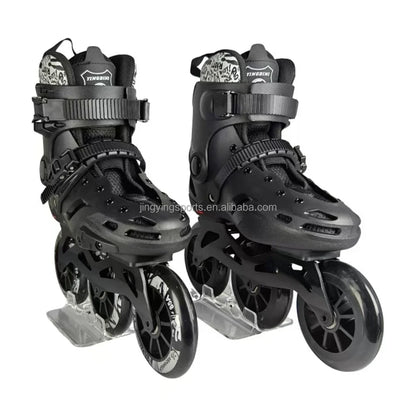 2025 Jingying Custom Factory 3 Wheels Inline Adjustable Slalom Roller Skates CNC Aluminum Frame Freestyle Roller Skating Shoes