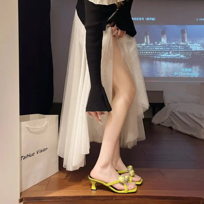 Women Open Toe High Heel Sandals 2026 Spring Korean Style Square Toe Cup Heel Elegant Versatile Office Party Footwear