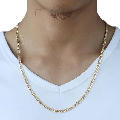 Men's Cuban Link Chain Necklace Gold Color Stainless Steel Chain Necklace Gift for Men Hiphop Jewelry 4.5mm 50cm 60cm