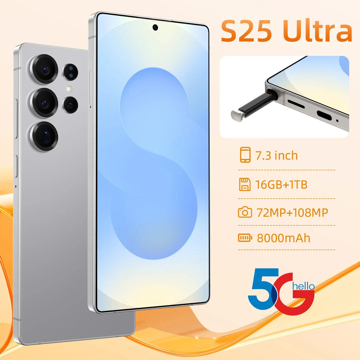 Real High Quality New S25 Ultra Full-Screen Gaming Smartphone Gaming Android 15 16GB+512GB S25 ULTRA Smart Phone Cellphones