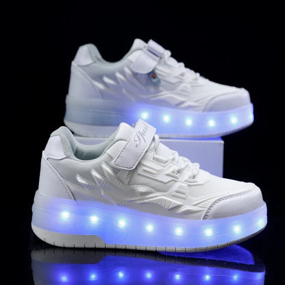 Customizable Outdoor Boys and Adults Flashing PU Wheel Roller Inline Skate Shoes Boots for Kids Quad Adult Children Four Wheels