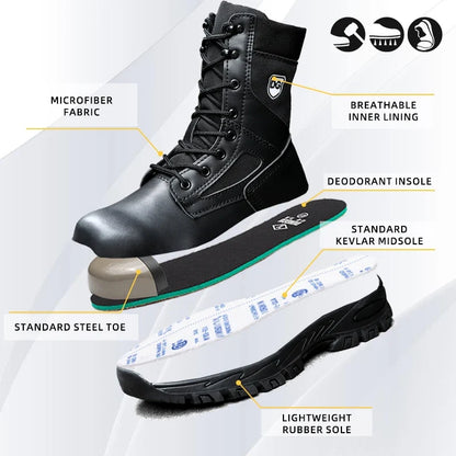 Men's Steel Toe Protective Boots, Microfiber Upper PU Sole, Breathable Wear-resistant Safety Work Boots for Men