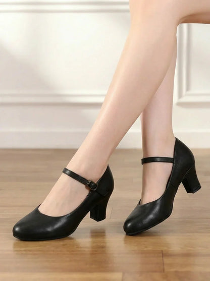 EU & US in Stock Changzhou Character Dance Shoes Black and Tan for Women Heel Shoes