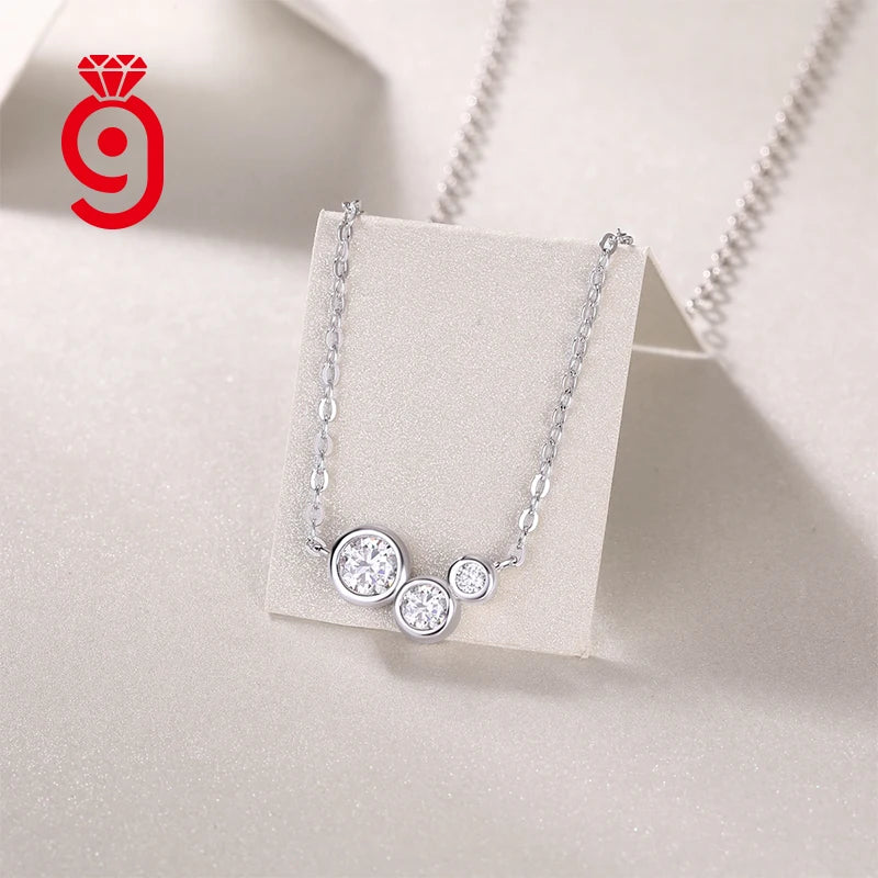 Local Stock Fashion Fine Jewelry-Smiling Moissanite Diamond Sterling Silver Necklace Gold Plating Accessories Women Necklace