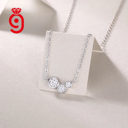 Local Stock Fashion Fine Jewelry-Smiling Moissanite Diamond Sterling Silver Necklace Gold Plating Accessories Women Necklace