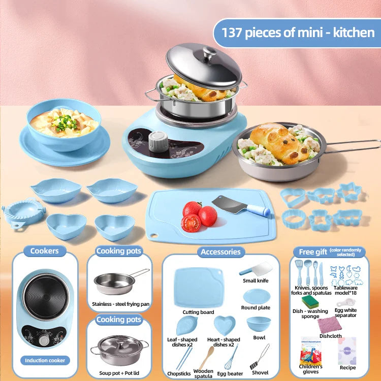 Children Cook Role Play Play House Toy Mini Real Potable Kitchen Appliance Kitchen Toy Set Play Toy Gifts for Children