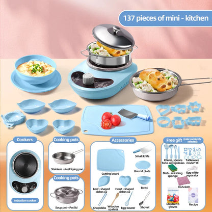 Children Cook Role Play Play House Toy Mini Real Potable Kitchen Appliance Kitchen Toy Set Play Toy Gifts for Children