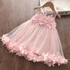 Summer Tank Sleeveless Girls Dresses Sweet Princess Baby Kids Clothing Party Children White Pink Applique EAZ666