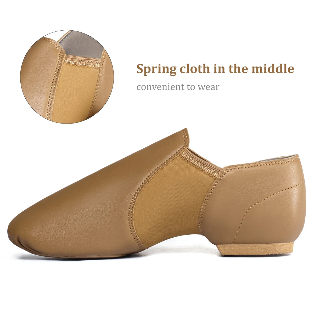 US EU AU in Stock Professional Split Sole Jazz Shoes With Elastic Tan Jazz Shoes Dance for Women and Men