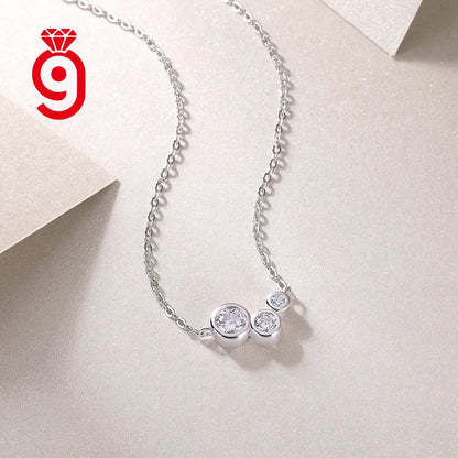 Local Stock Fashion Fine Jewelry-Smiling Moissanite Diamond Sterling Silver Necklace Gold Plating Accessories Women Necklace