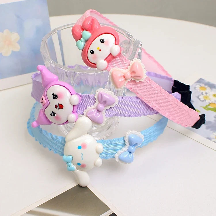 Children Cute Colors Printed Lattice Stripes Hairband Girls Lovely Headband Cartoon Kids Hair Accessories