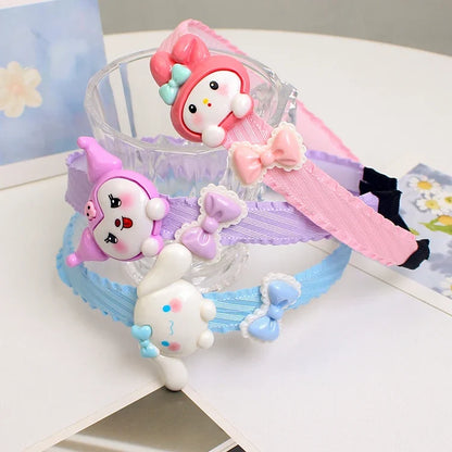 Children Cute Colors Printed Lattice Stripes Hairband Girls Lovely Headband Cartoon Kids Hair Accessories