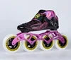 Professional Carbon Fiber Speed Skating Shoes for Boys 4-Wheel 100mm/90mm Roller Inline Skates with Aluminum Chassis PU Material