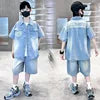 Children and Boys Summer Cowboy Suit Denim 2026 New Two-piece Thin Short Medium/Large Explosions