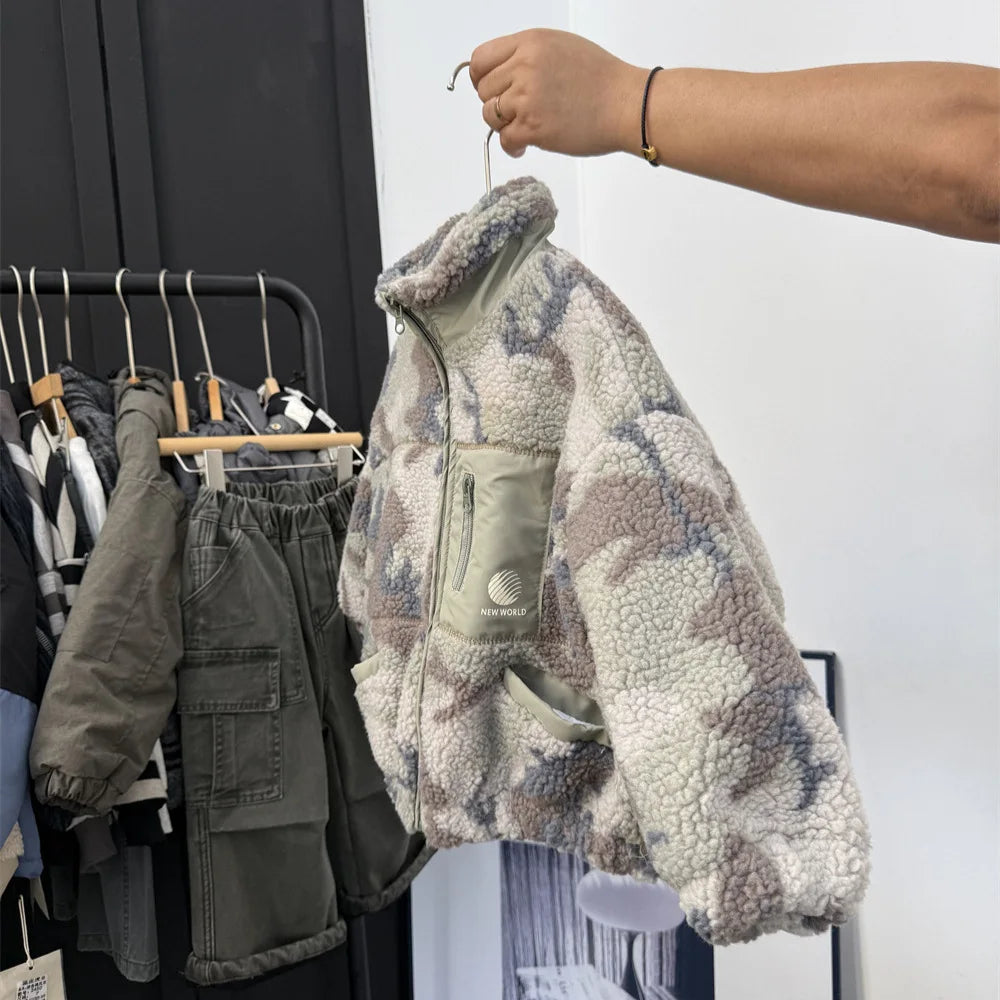 Wholesale New Girls Boys Coat Cardigan Children Long Sleeve Camouflage Zipper Outwear for Winter