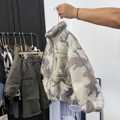 Wholesale New Girls Boys Coat Cardigan Children Long Sleeve Camouflage Zipper Outwear for Winter