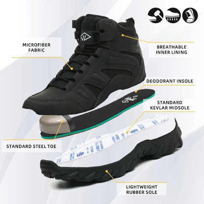 Men's Steel Toe Safety Shoes, Microfiber Upper Rubber Sole, Anti-slip Wear-resistant Breathable Working Shoes for Men